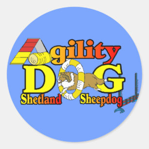 Adesivo Redondo Sheltie Agilidade Shetland Sheepdog Gifs