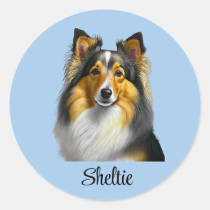 Adesivo Redondo Sheltie Dog Modelo