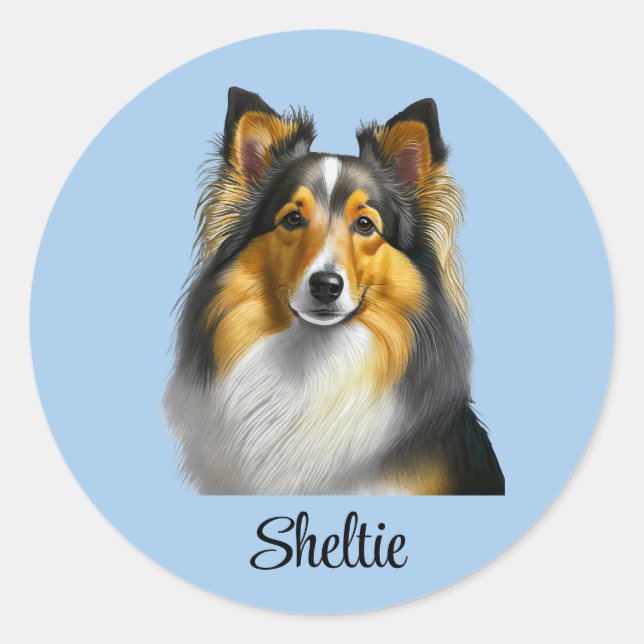 Adesivo Redondo Sheltie Dog Modelo (Frente)