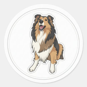 Adesivo Redondo Sheltie Feliz