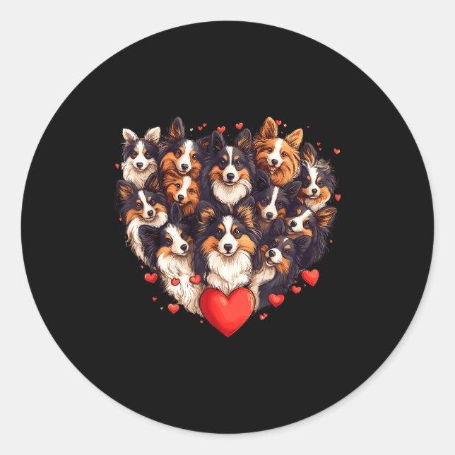Adesivo Redondo Sheltie Heart-shaped Cute Sheltie Dog Lover Men Wo (Frente)