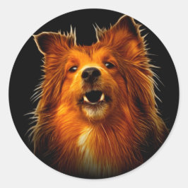 Adesivo Redondo Sheltie Modern Dog Art