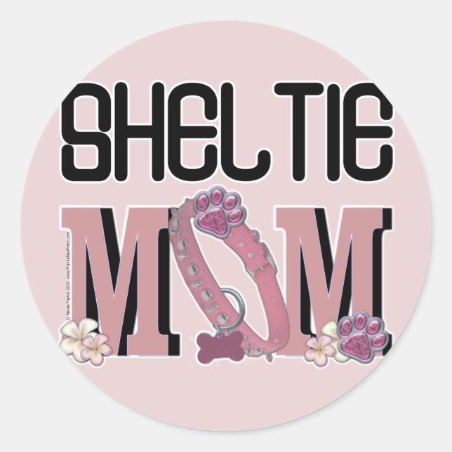 Adesivo Redondo Sheltie MOM (Frente)