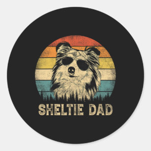 Adesivo Redondo Sheltie Pai Dog Lovers Dia de os pais Tee