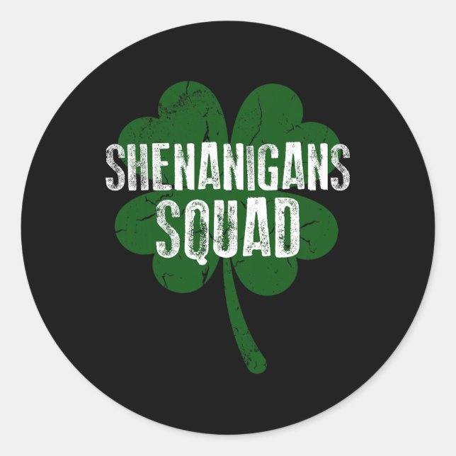 Adesivo Redondo Shenanigans Squad Saint Patricks Day (Frente)