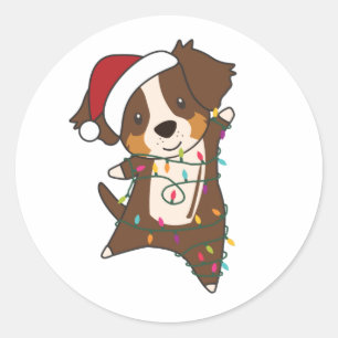 Adesivo Redondo Shepherd australiano Feliz Natal Inverno