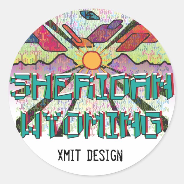 Adesivo Redondo Sheridan, Wyoming Bumper Sticker! (Frente)