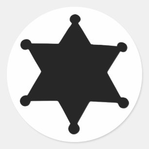 Adesivo Redondo Sheriff Star Outline Silhouette