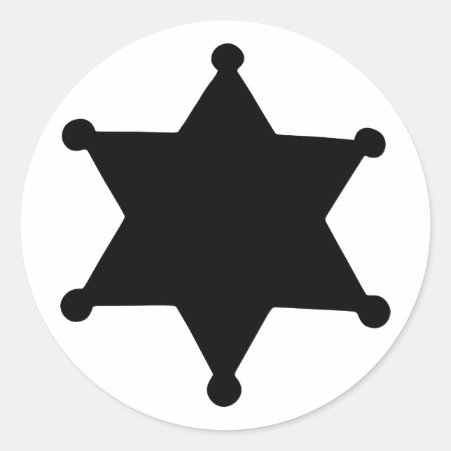 Adesivo Redondo Sheriff Star Outline Silhouette (Frente)