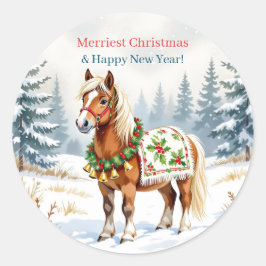 Adesivo Redondo Shetland Pony Christmas