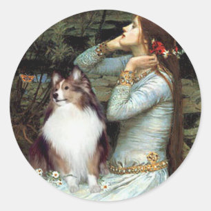 Adesivo Redondo Shetland Sheepdog 18 - Ophelia Sentada