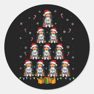 Adesivo Redondo Shetland Sheepdog Dog Santa Hat Xmas Lights Cristo