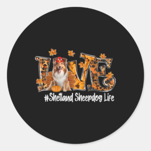 Adesivo Redondo Shetland Sheepdog Dog Turkey Engraçado Ação de Gra