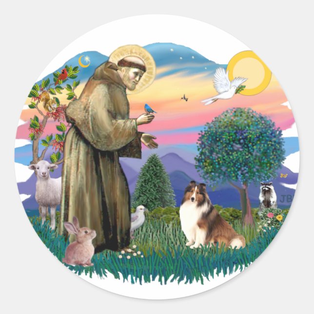 Adesivo Redondo Shetland Sheepdog (sable and white) (Frente)