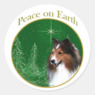Adesivo Redondo Shetland Sheepdog (sable) Paz