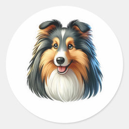 Adesivo Redondo Shetland Sheepdog Sticker