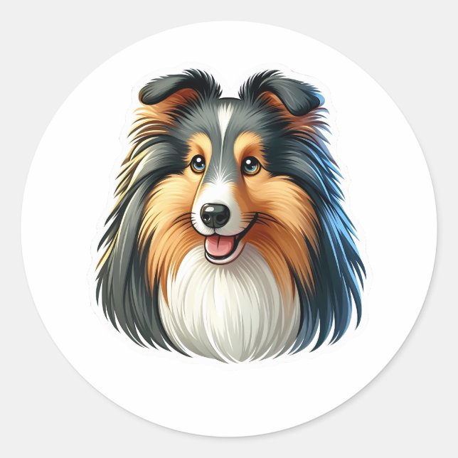 Adesivo Redondo Shetland Sheepdog Sticker (Frente)