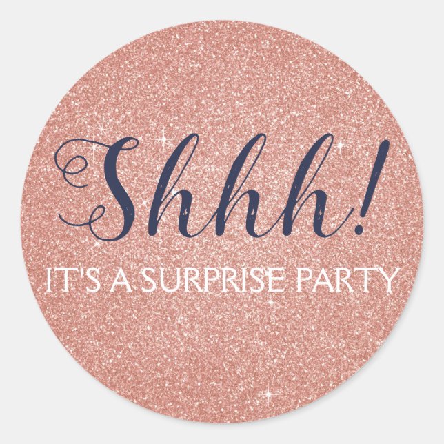 Adesivo Redondo Shhh! Aniversário de Festa de aniversário Dourada  (Frente)