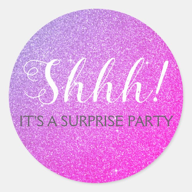 Adesivo Redondo Shhh! Aniversário de Festa de aniversário Surpresa (Frente)