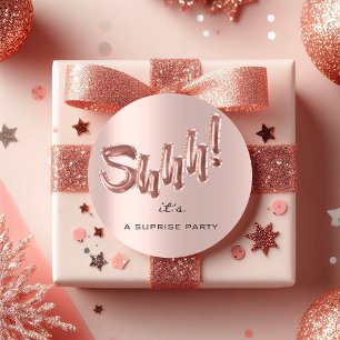 Adesivo Redondo Shhh! É o Surpresa Festa de aniversário Rosa