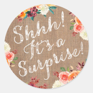 Adesivo Redondo Shhh! É um selo surpresa do envelope da festa
