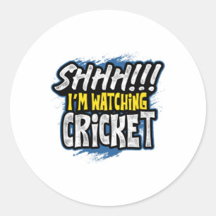 Adesivo Redondo Shhhh Estou Assistindo Críquete Fã de Esportes Obs