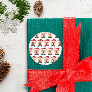 Adesivo Redondo Shiba Inu Cachorros Criam Estrelas de Natal