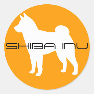 Adesivo Redondo SHIBA INU Cão Raça Silhueta Personalizada