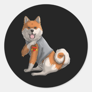 Adesivo Redondo Shiba Inu Eu Amo Mamãe Tatuagem Camiseta de cão En