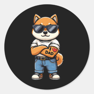 Adesivo Redondo Shiba Inu I Adora Tatuagem De Cachorro Engraçado P