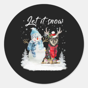 Adesivo Redondo Shiba Inu Papais noeis Cachorro de Natal Snowman X