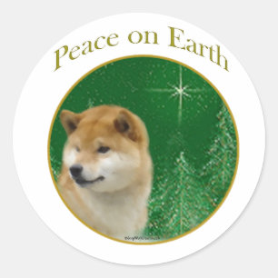 Adesivo Redondo Shiba Inu Peace