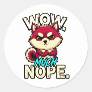 Adesivo Redondo Shiba Inu Sarcástico Wow Muito Não É Engraçado Mem