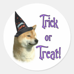 Adesivo Redondo Shiba Inu Trick