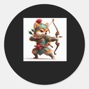 Adesivo Redondo Shiba Warrior nº 10 Archer Sticker