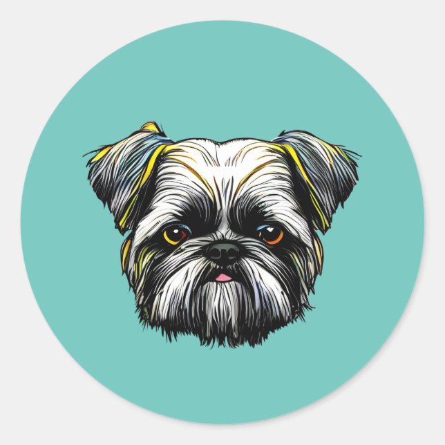 Adesivo Redondo Shih Tzu (Frente)