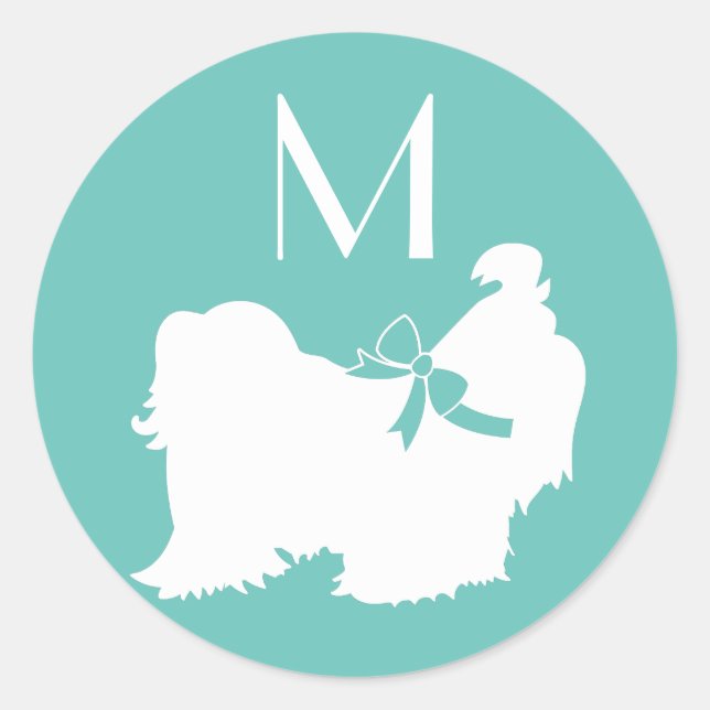 Adesivo Redondo Shih-Tzu Cachorro Puppy Cabelo Longo (Frente)