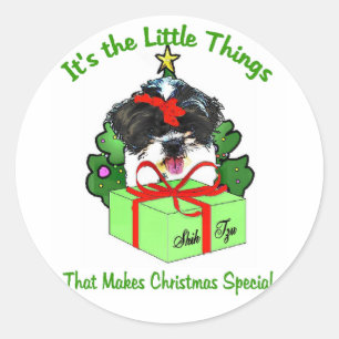 Adesivo Redondo Shih Tzu Christmas Gifts