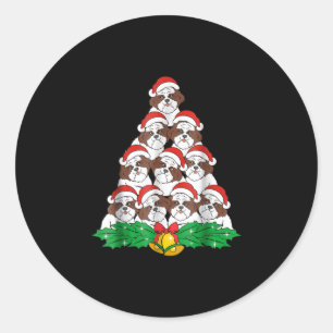 Adesivo Redondo Shih Tzu Christmas Tree Dog Xmas Lover
