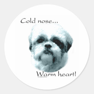 Adesivo Redondo Shih Tzu Cold Nose Coração Quente - Sticker