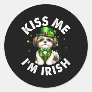 Adesivo Redondo Shih Tzu Dog Lovers Beije-me Sou Rua irlandesa Eng