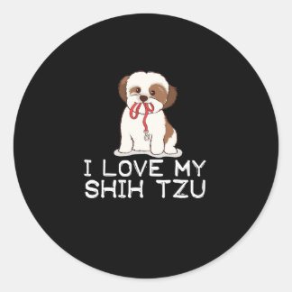 Adesivo Redondo Shih Tzu | Eu amo My Shih Tzu
