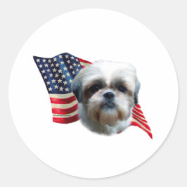 Adesivo Redondo Shih Tzu Flag