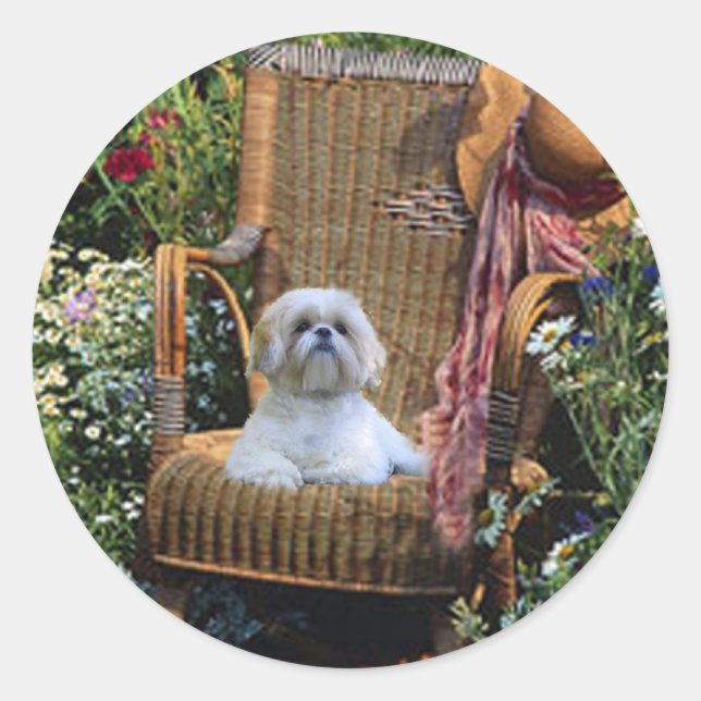 Adesivo Redondo Shih Tzu Garden Sticker (Frente)