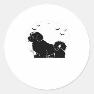 Adesivo Redondo Shih Tzu � Halloween Moon Silhouette Classic T