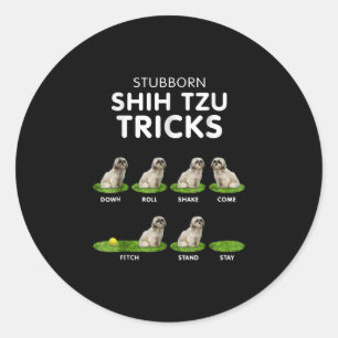 Adesivo Redondo Shih Tzu Lover Engraçado Shih Tzu Trick Amor