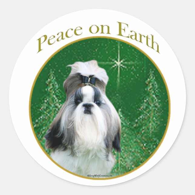 Adesivo Redondo Shih Tzu Peace (Frente)