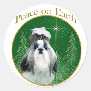 Adesivo Redondo Shih Tzu Peace na Terra