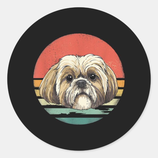 Adesivo Redondo Shih Tzu | Presente De Sobrevivência Do Cão Shih T (Frente)