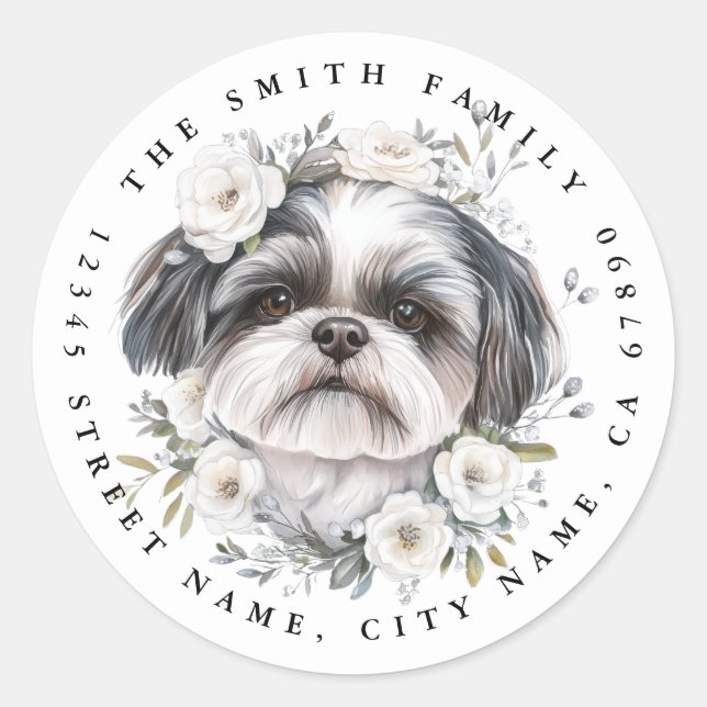 Adesivo Redondo Shih Tzu Round Stickers (Frente)